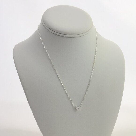 Jewelry necklace alphabet letter X silver tone heart love minimalist dainty new - Picture 2 of 6